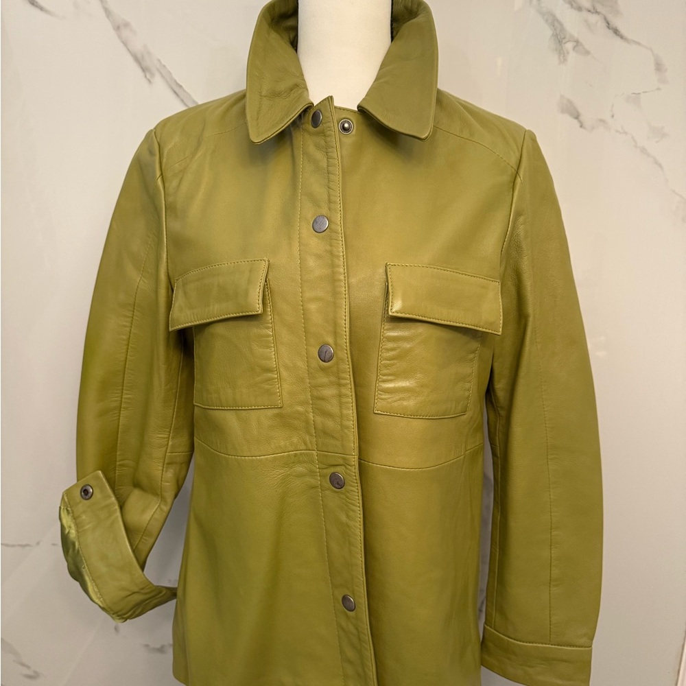 Muubaa Leather Jacket/Shacket (color Sage)